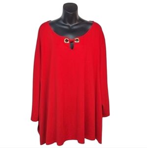 C Est 1946 Women's Red 3/4 Sleeve Top Blouse Size 26/28W